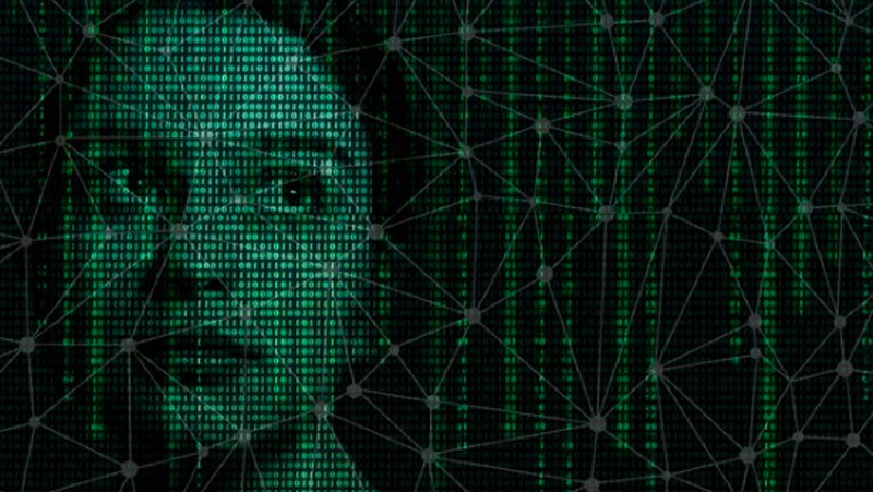 Picture of a face made from code